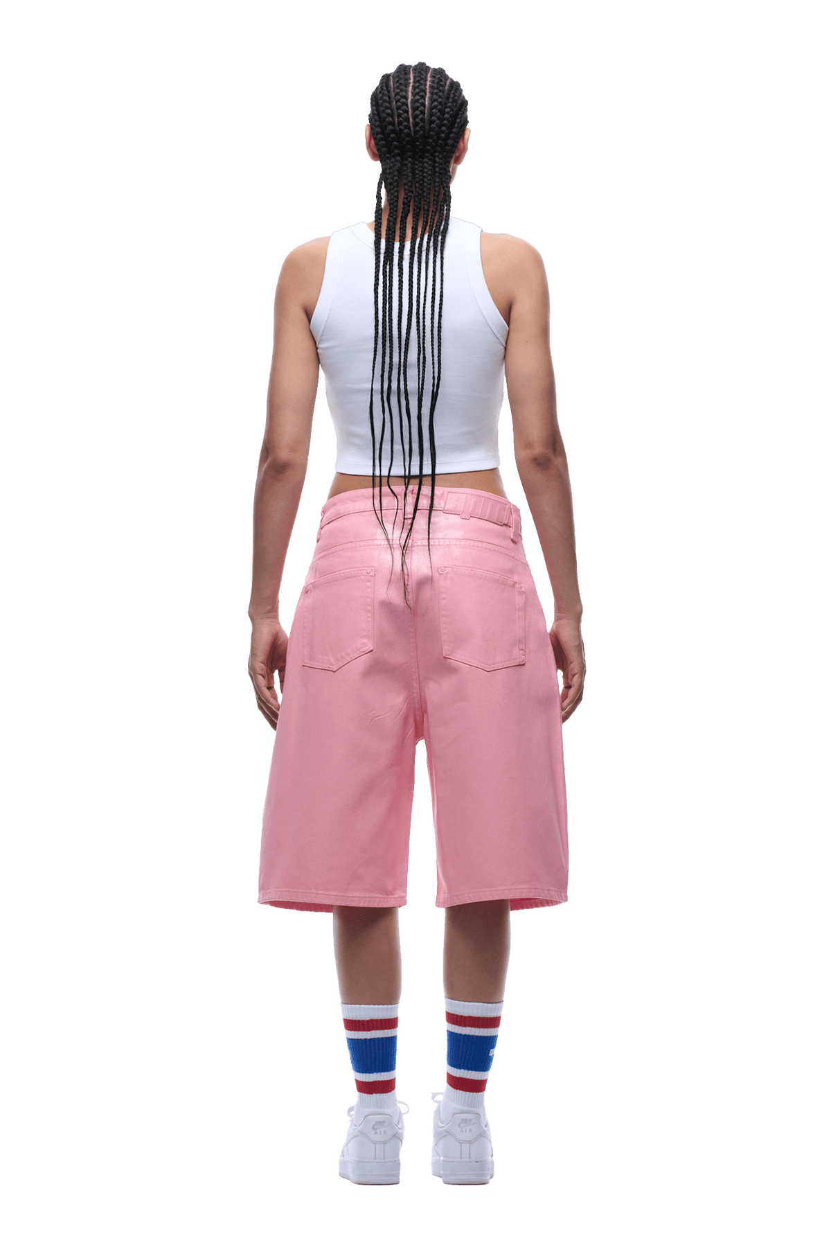 COATED DENIM SHORTS PINK