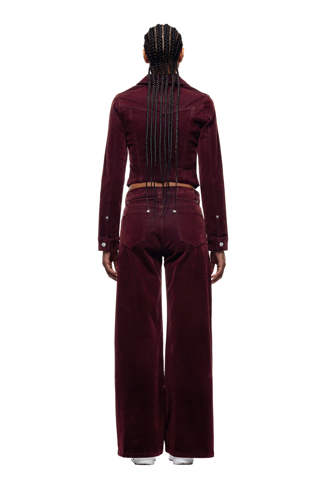 WMNS VELVET DENIM JACKET BORDEAUX RED