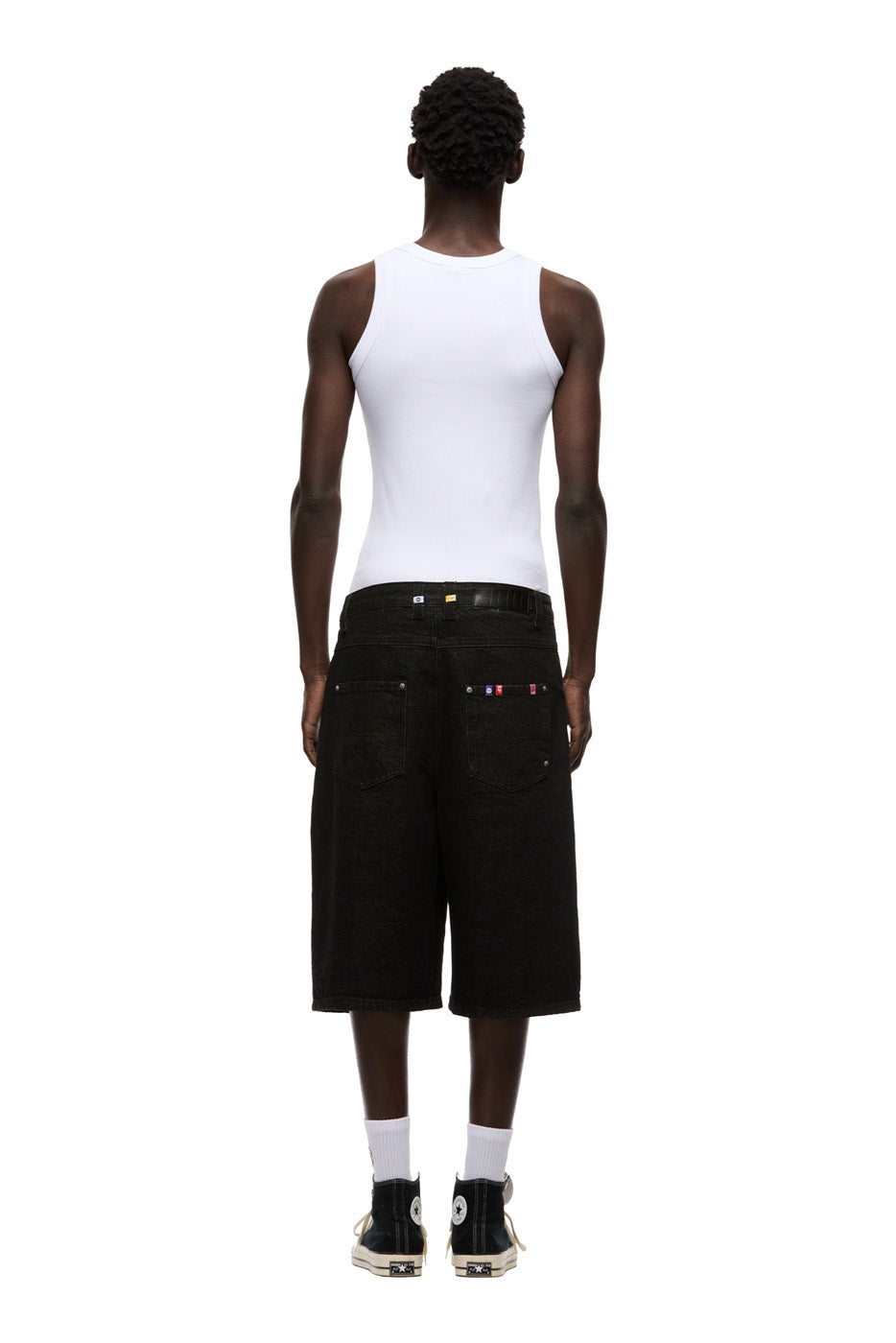 SELVEDGE RAW DENIM SHORTS BLACK