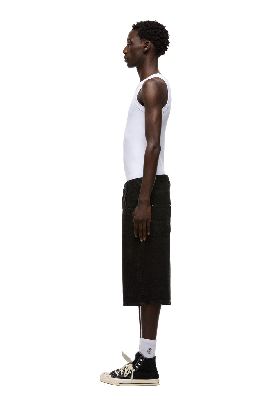 SELVEDGE RAW DENIM SHORTS BLACK