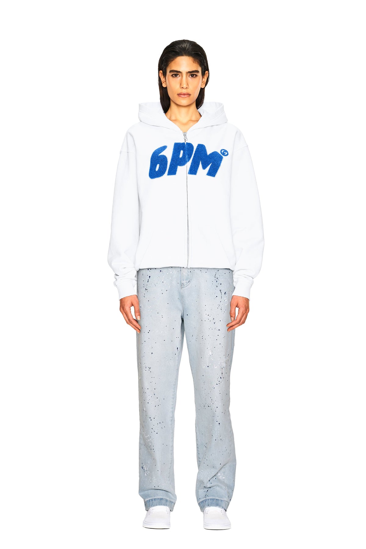 LOGO ZIP HOODIE WHITE