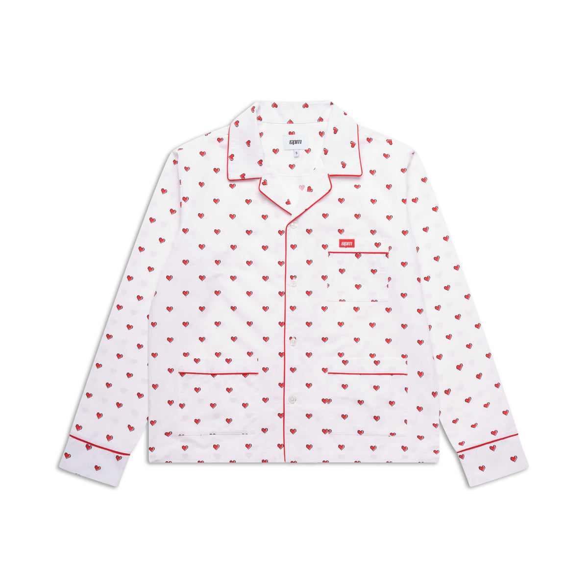 PYJAMA SHIRT WITH PIXEL HEARTS
